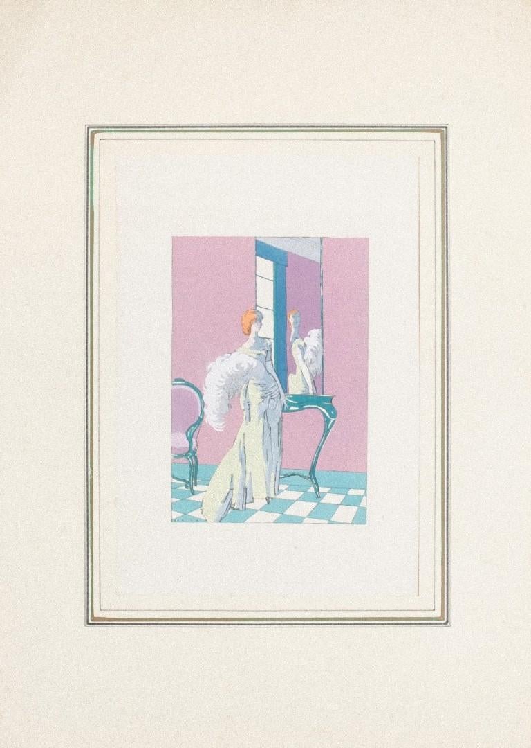 Ready to Dance – „Tanzbereit“ – Original Pochoir – 1920 – Print von Unknown