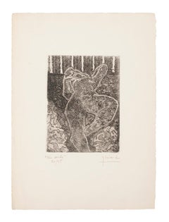 Reclining Nude - Original Etching on Paper - 20th Century