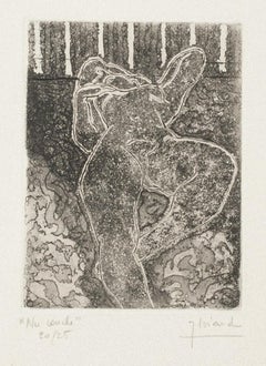 Reclining Nude - Original Etching on Paper - 20th Century