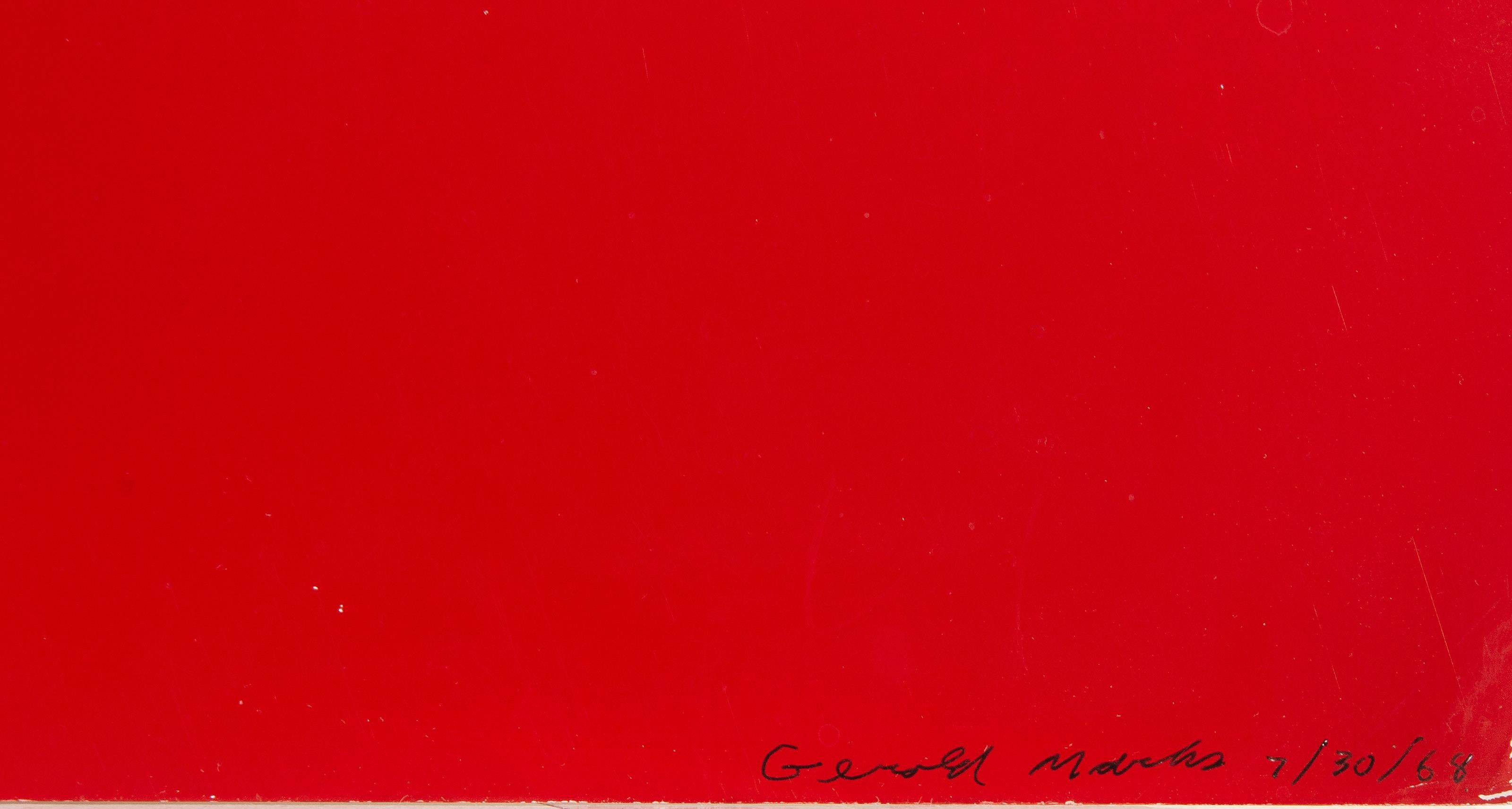 Red Cube, Abstract Geometric Screenprint by Gerald Marks For Sale 3