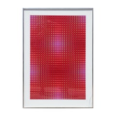 Red Tonal Geometric Abstract In the Style of Victor Vasarely