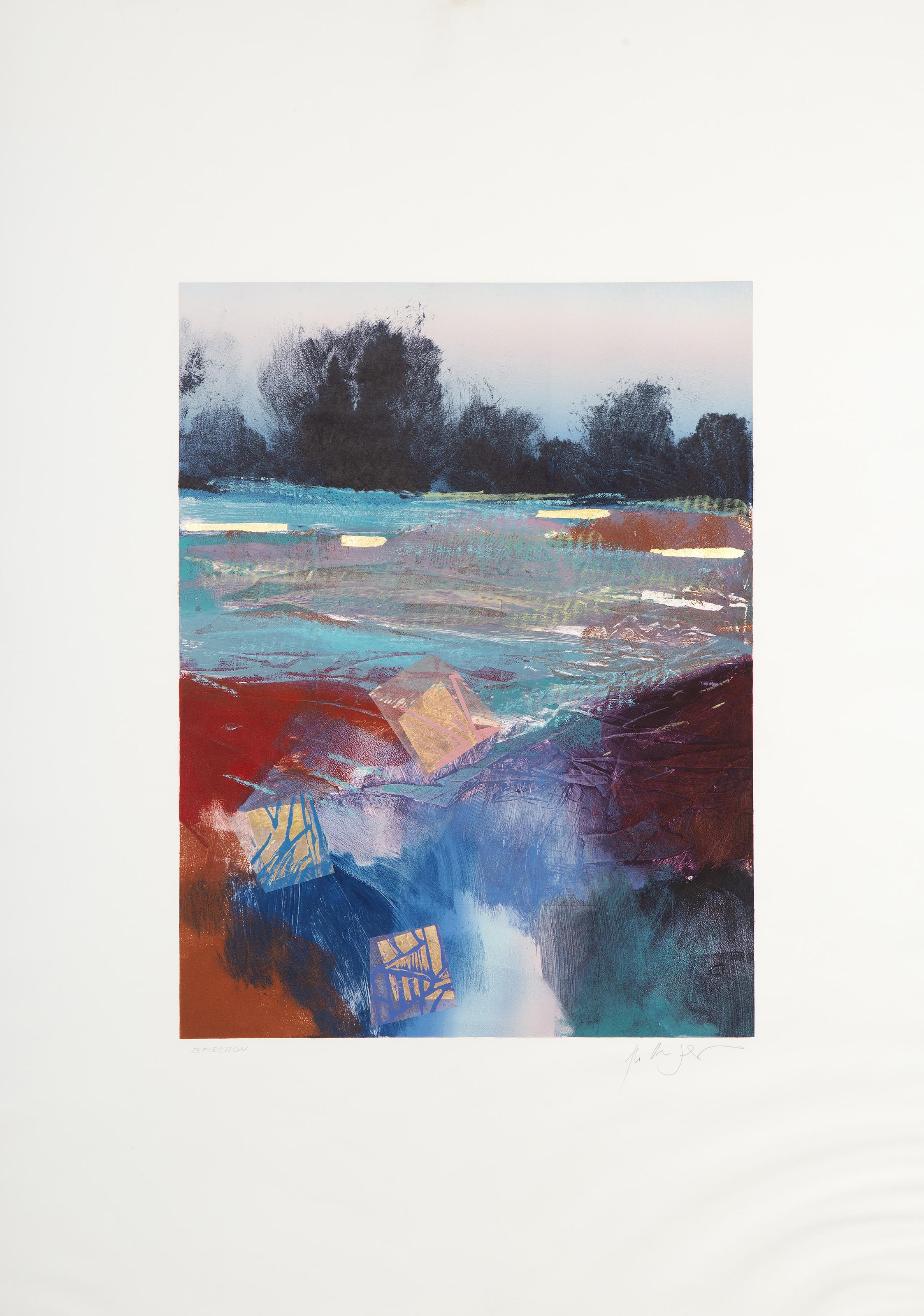 Manuel JR, philippin (1942 - ) -  Réflexion I. Médium : Monographie et technique mixte sur BFK Rives, signée et titrée au crayon, Édition : 1/1, Taille de l'image : 23.5 x 17.75 pouces, Taille : 41.5 x 29.5 in. (105.41 x 74.93 cm), Description :