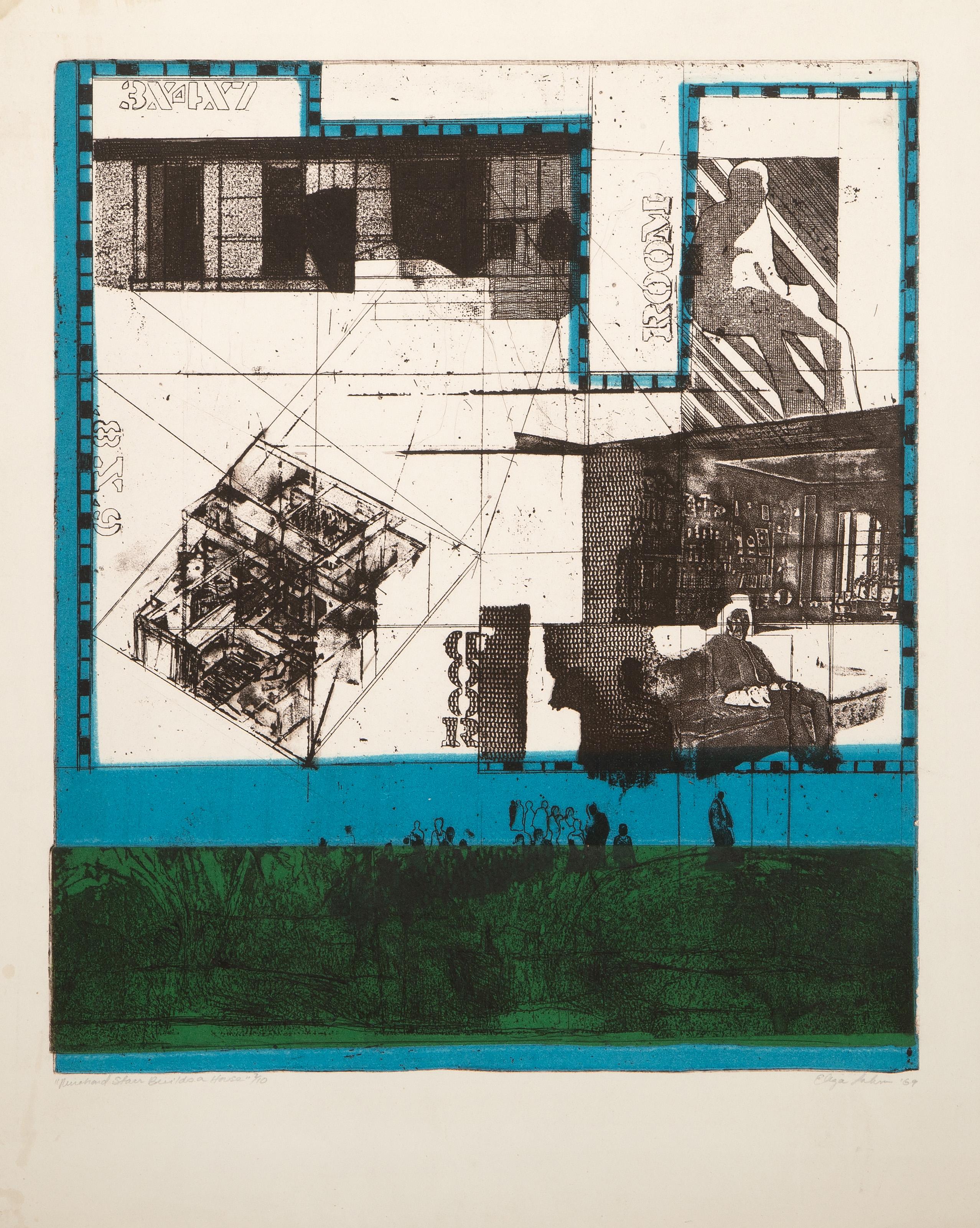 Reinhard Stair Builds a House, Contemporary Etching and Aquatint - Print by Unknown