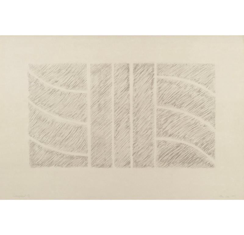 Relief by Kim Lim, 1993

Additional information:
Medium: lithograph
51.3 x 76 cm
20 1/4 x 29 7/8 in
signed, dated and numbered in pencil

Kim Lim was born in Singapore and spent much of her early childhood in Penang and Malacca. After her schooling
