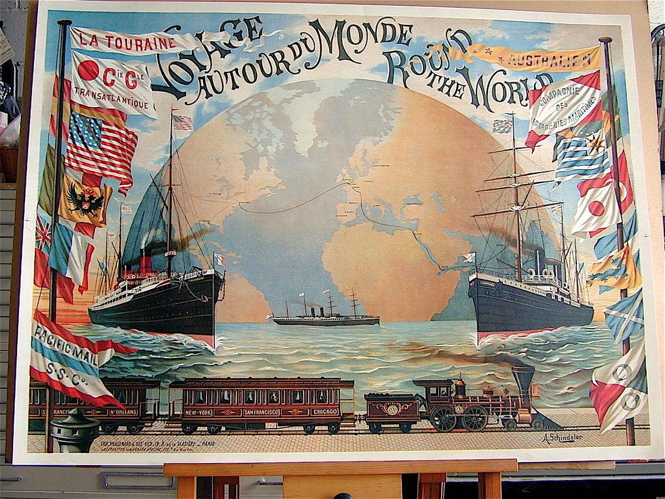 Reprint:Voyage Autour du Monde, World Travel Poster, Oversize Fine Art Print 53