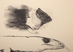 Reptiles, Surrealist Lithograph by Aubrey Schwartz