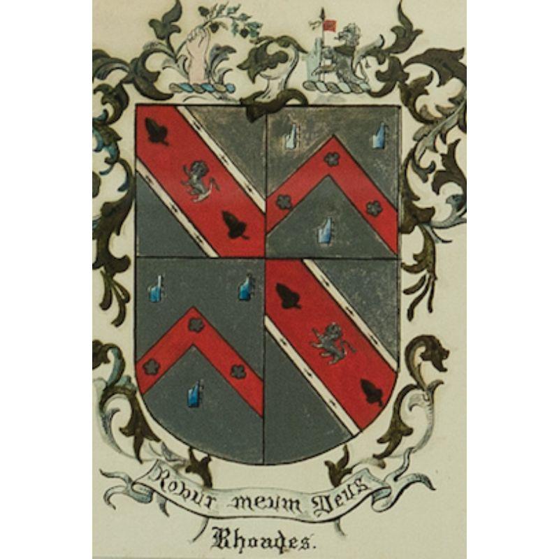Rhoades Coat-of-Arms in red & silver colour gouache 

c1950s

Art Sz: 7