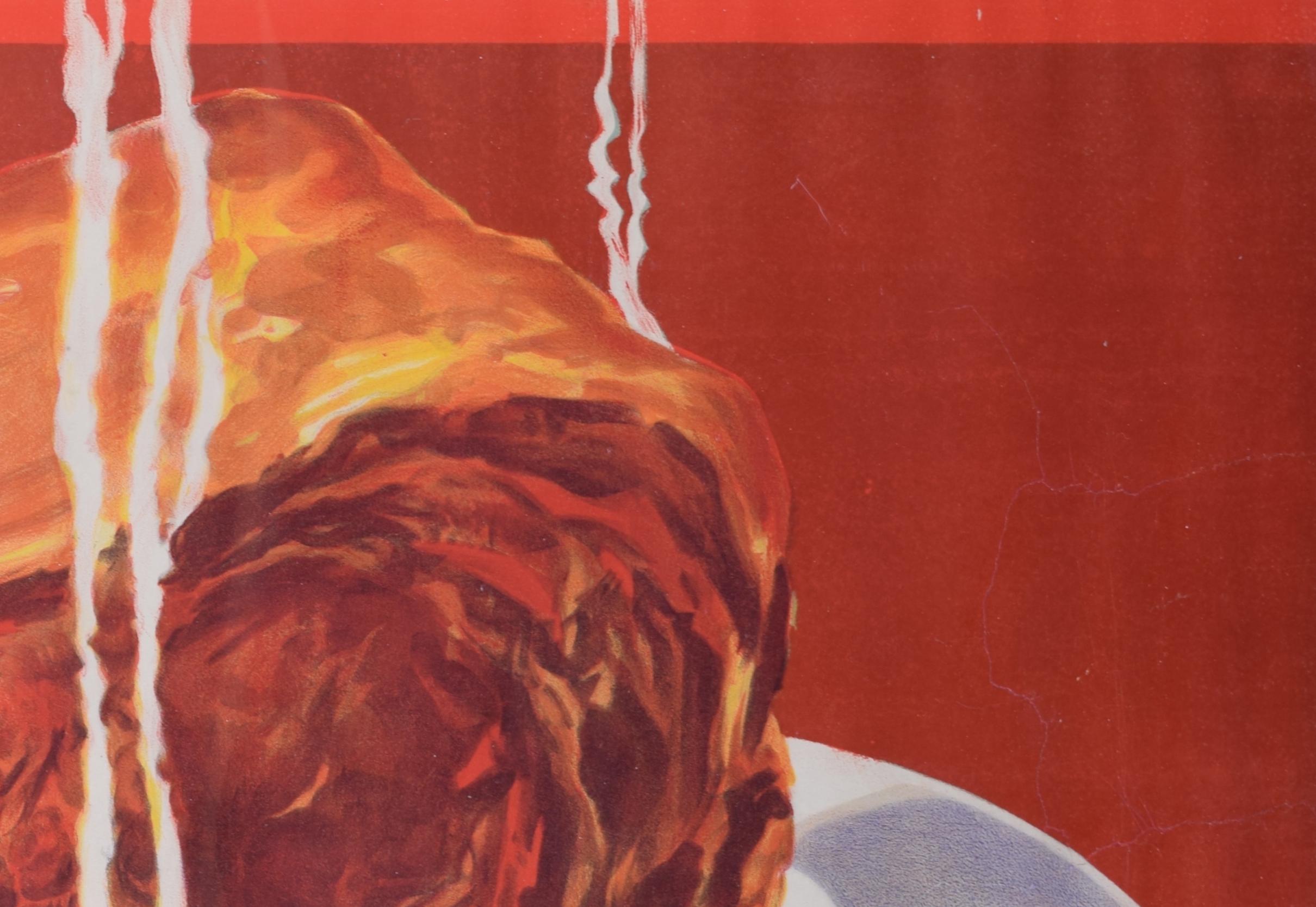 Bovril Bisto, rotes Original-Vintage-Plakat, Rib of Beef im Angebot 1