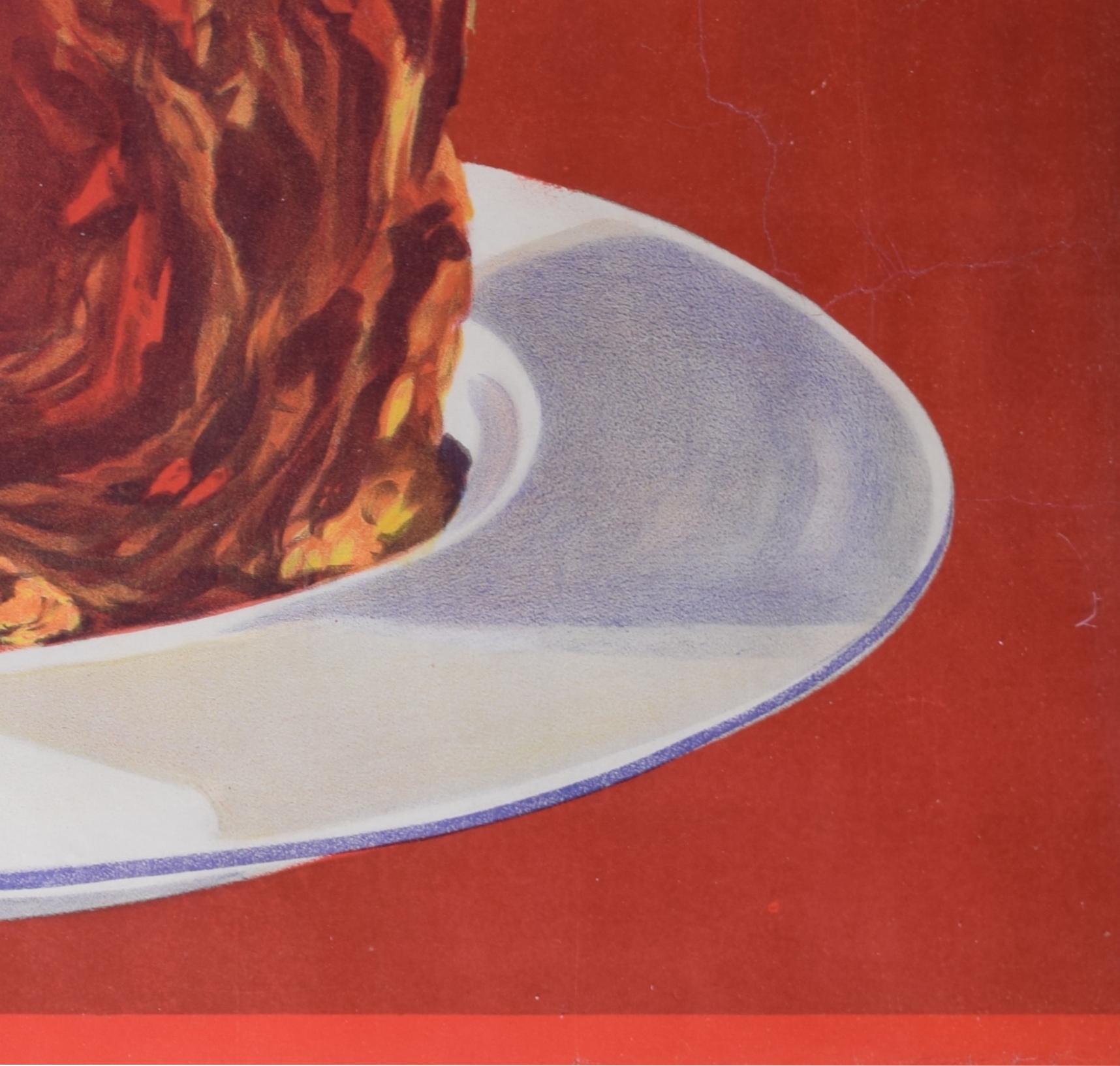Bovril Bisto, rotes Original-Vintage-Plakat, Rib of Beef im Angebot 3