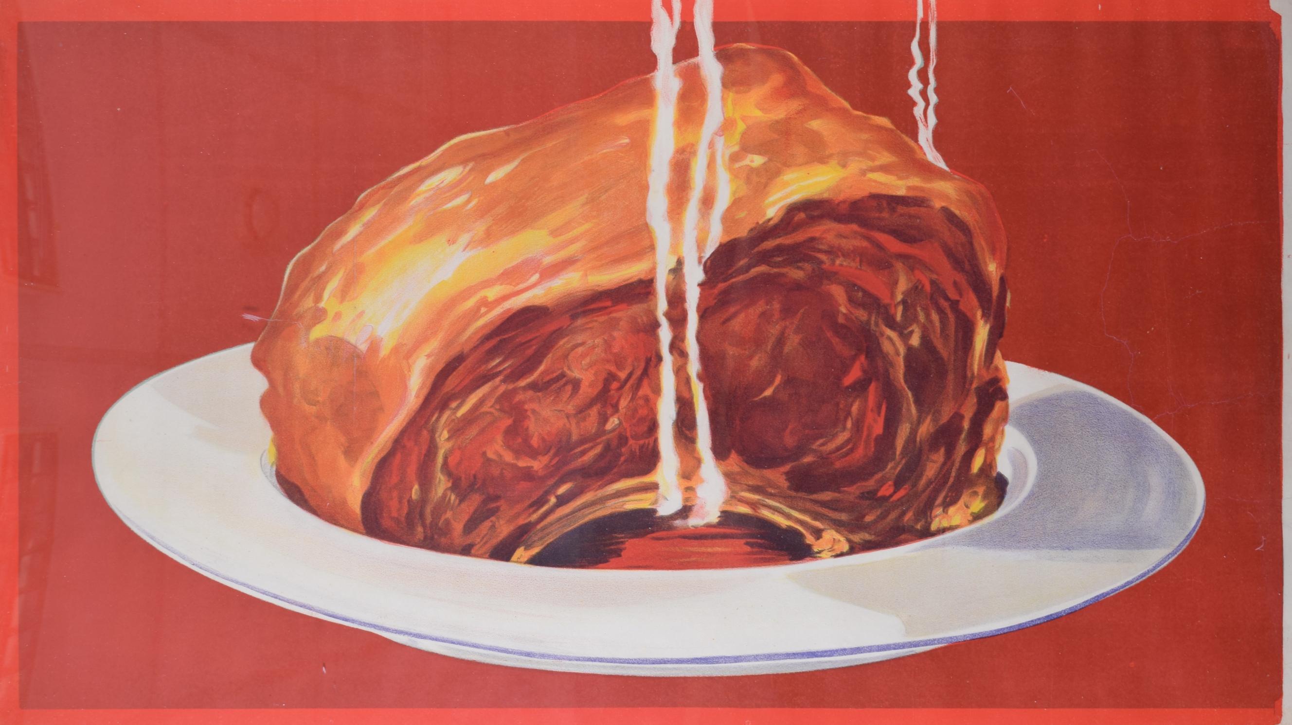 Rib of beef Bovril Bisto red original vintage poster - Print by Unknown