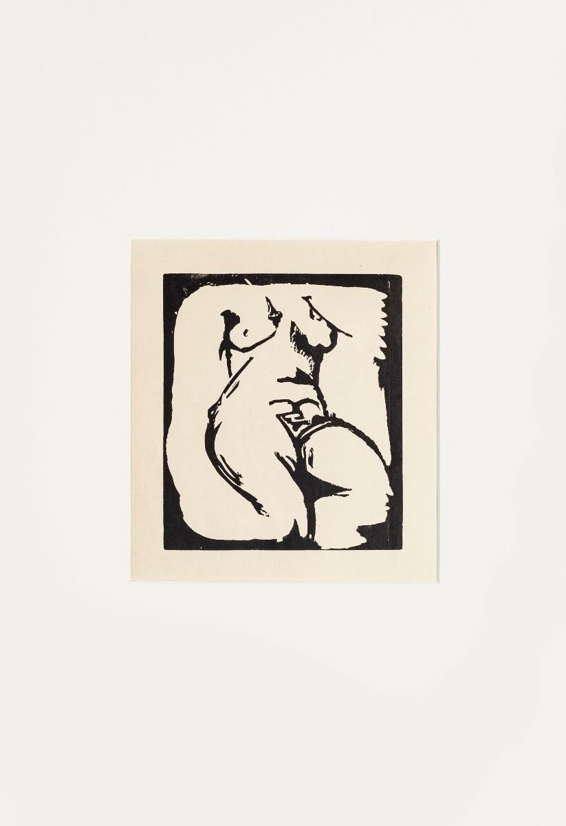 Unknown Figurative Print - Ricordi - Original Woodcut on Paper by Raymond Brudieux - 1940s