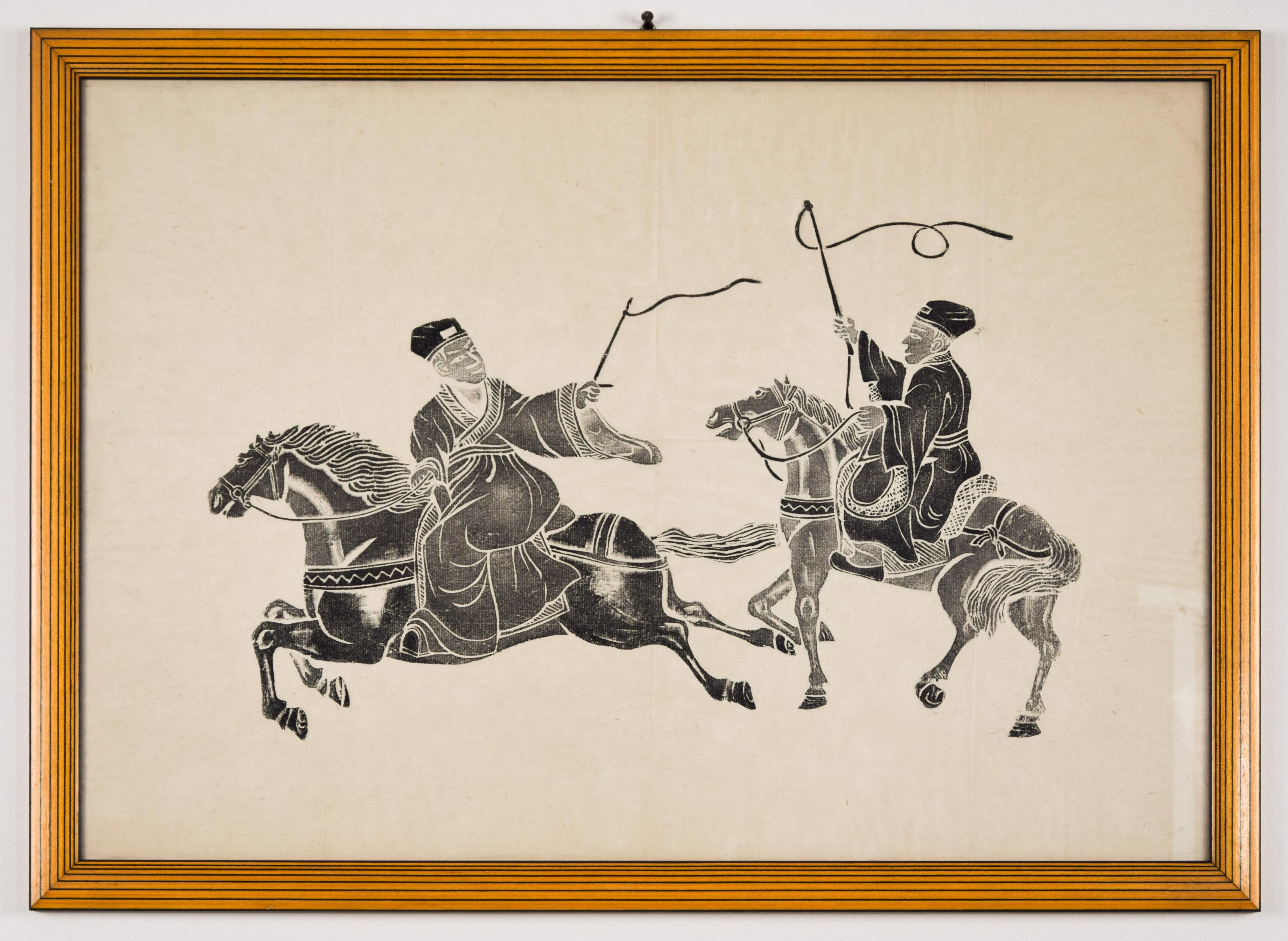 Unknown Figurative Print - Riders - Woodcut Early 20th Century