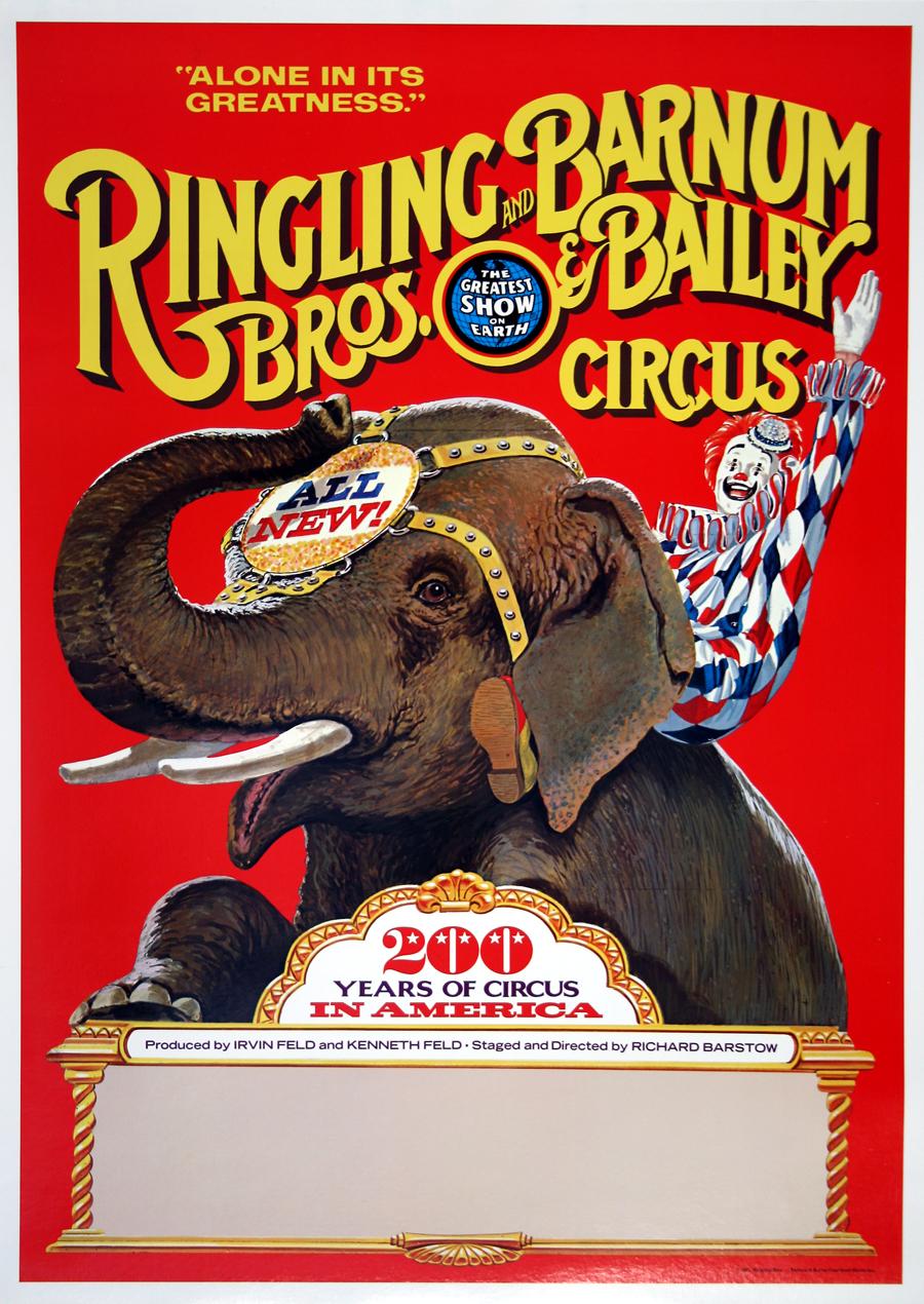Ringling Bros. Circus Original Vintage Poster - 200 Years Clown c1975 - Print by Unknown
