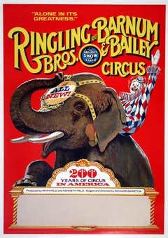 Ringling Bros. Circo Póster Vintage Original - 200 Años Payaso c1975