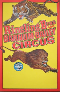 Ringling Brothers Barnum and Bailey Circus Original Vintage Poster Lion Tiger