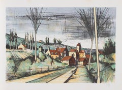 Road to the Village, lithographie moderne de V. Beffa