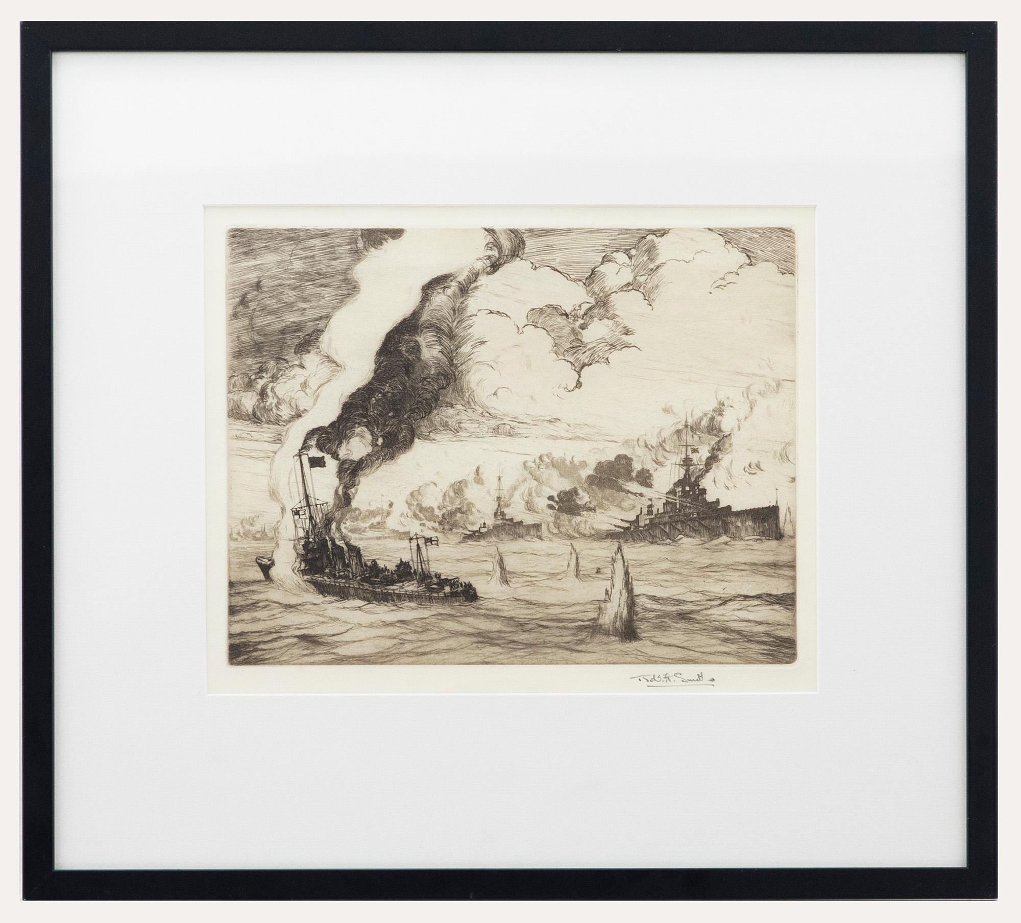 Unknown Figurative Print - Robert Henry Smith (fl.1906-1930) - Framed Etching, A Naval Engagement