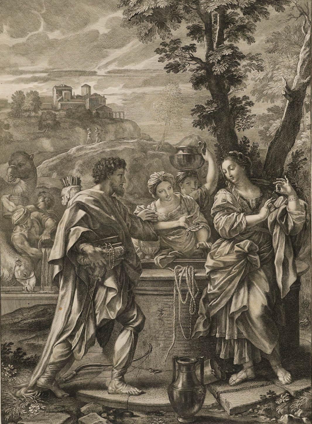 Robert van Audenaerde d'après Carlo Maratti - gravure, Rebecca at the Well - Print de Unknown
