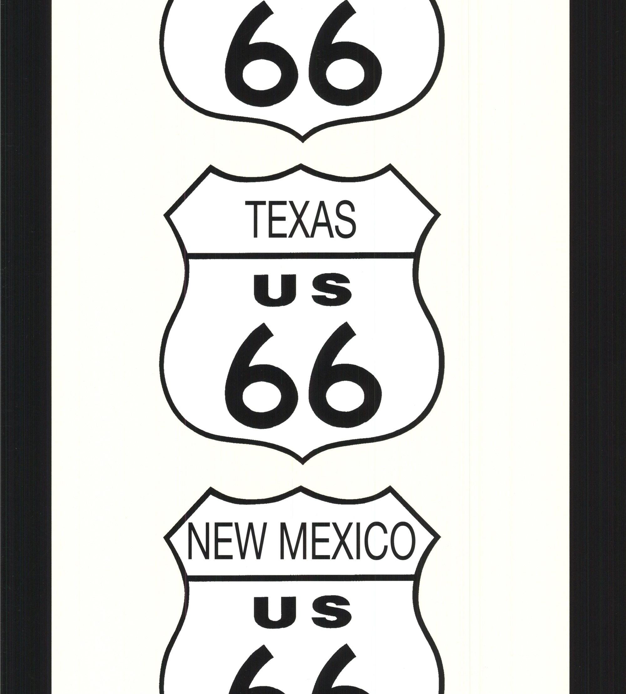 Rod Kennedy „Route 66 (Schwarz wtih elfenbeinfarben)“ 1995- Poster im Angebot 1