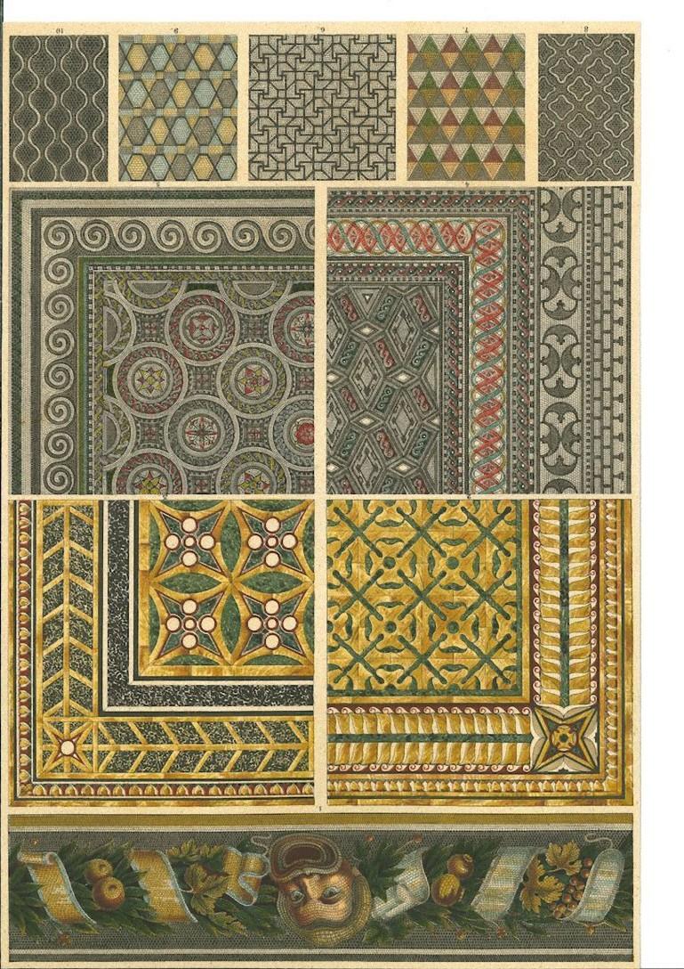 Unknown Print - Roman Decorative Motifs -Vintage Chromolithograph - Early 20th Century