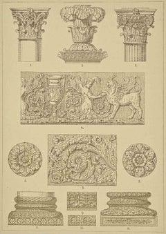 Romanic Architecture - Sculpture - Lithograph - 19th Century