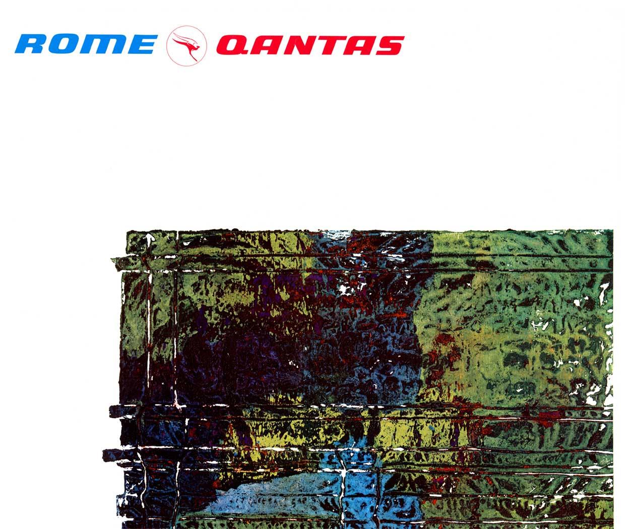 Rome Qantas Airlines travel poster  linen backed - Print by Unknown