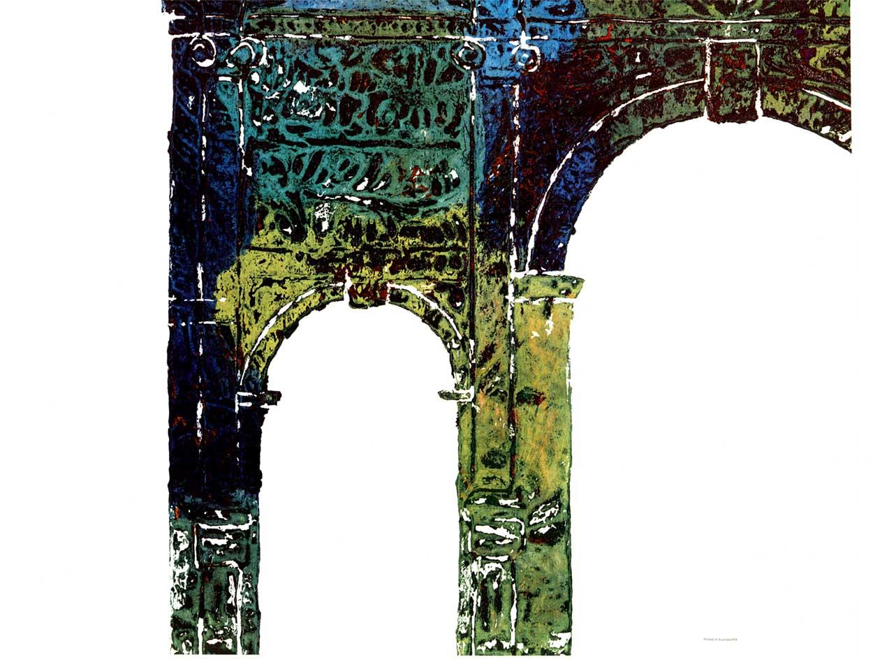 Rome Qantas Airlines travel poster  linen backed - Abstract Expressionist Print by Unknown