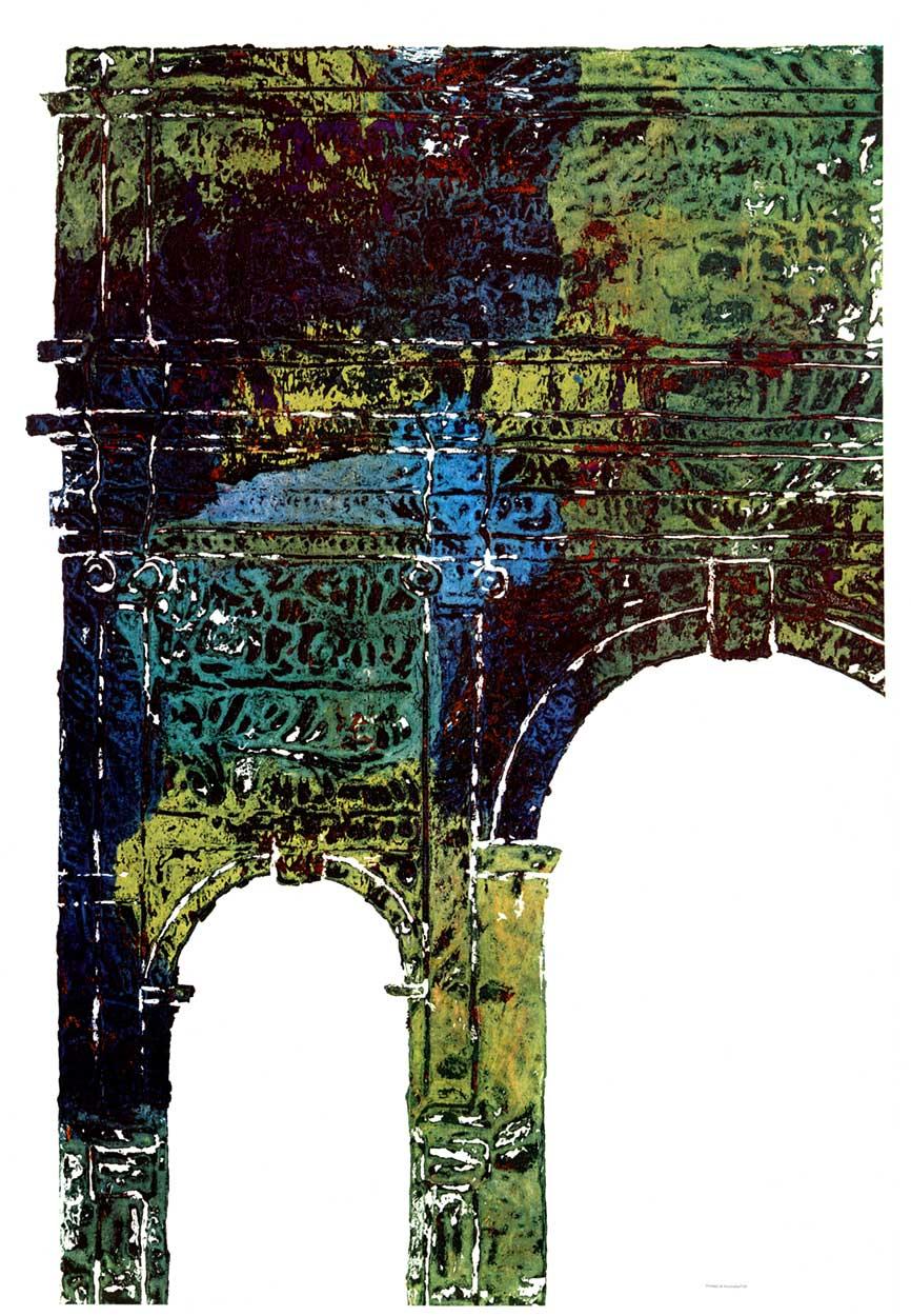 Rome Qantas Airlines travel poster  linen backed - Black Figurative Print by Unknown