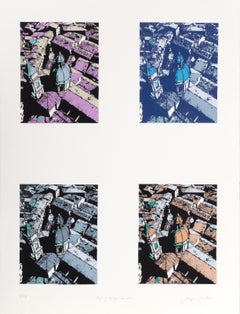 Roofs of Bologna (Four Colors), Modern Screenprint by Biagio Civale
