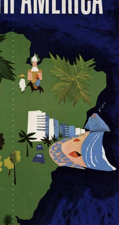 'Round South America Via Panagra und Panamerikanisches Original-Reiseplakat