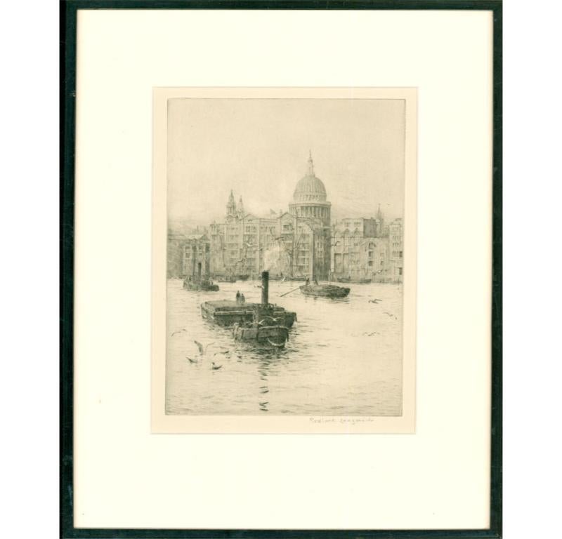 Unknown Landscape Print - Rowland Langmaid (1897-1956)  - Early 20th Century Etching, View of St Paul's