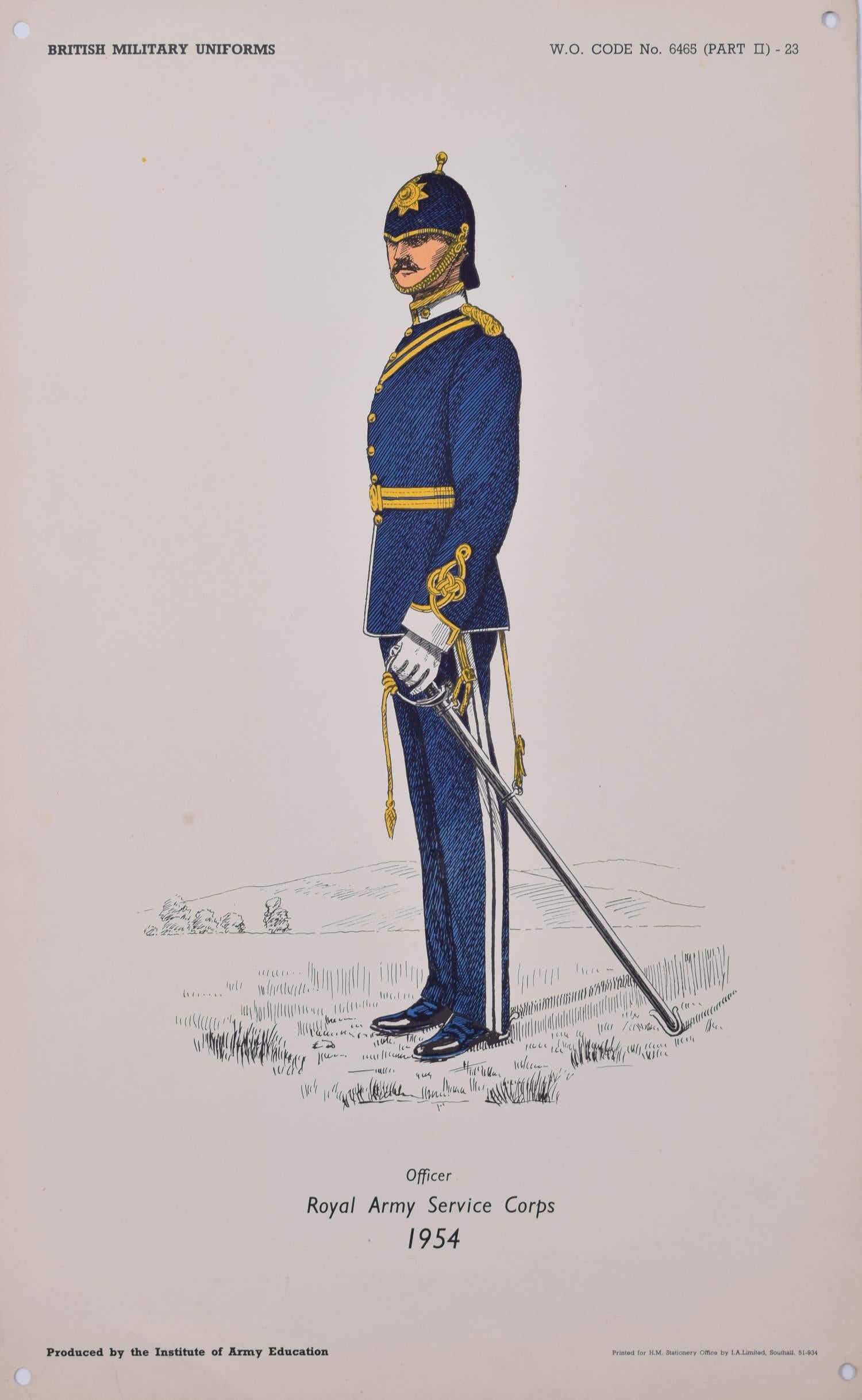 Unknown Portrait Print - Royal Army Service Corps Institute of Army Education military uniform lithograph