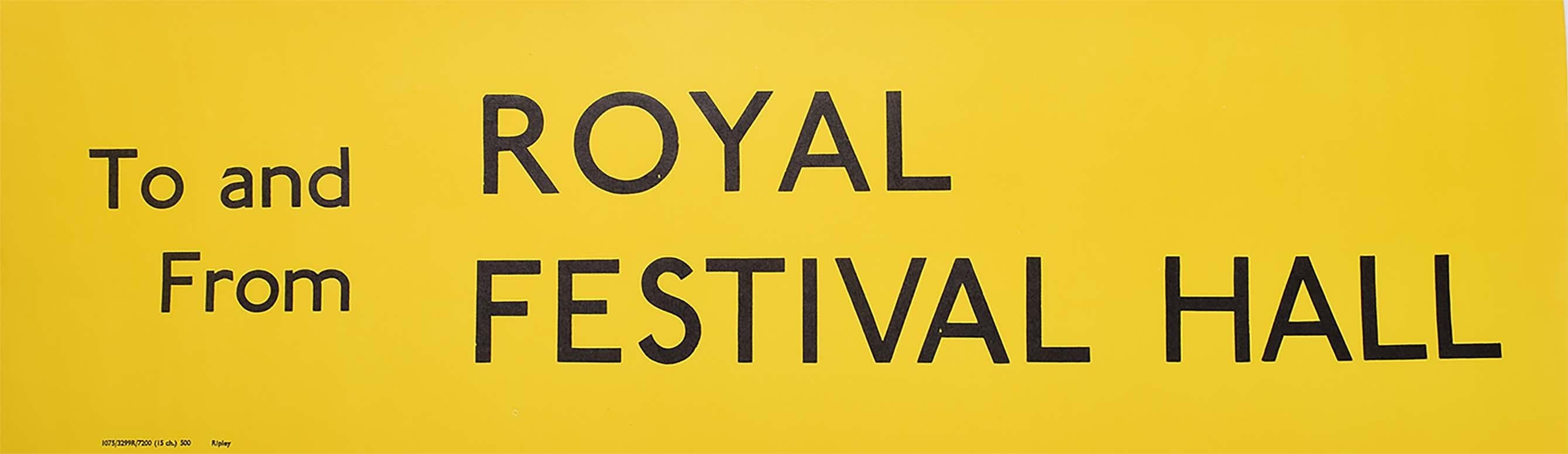 Royal Festival Hall London England Routemaster Bus sign c. 1970