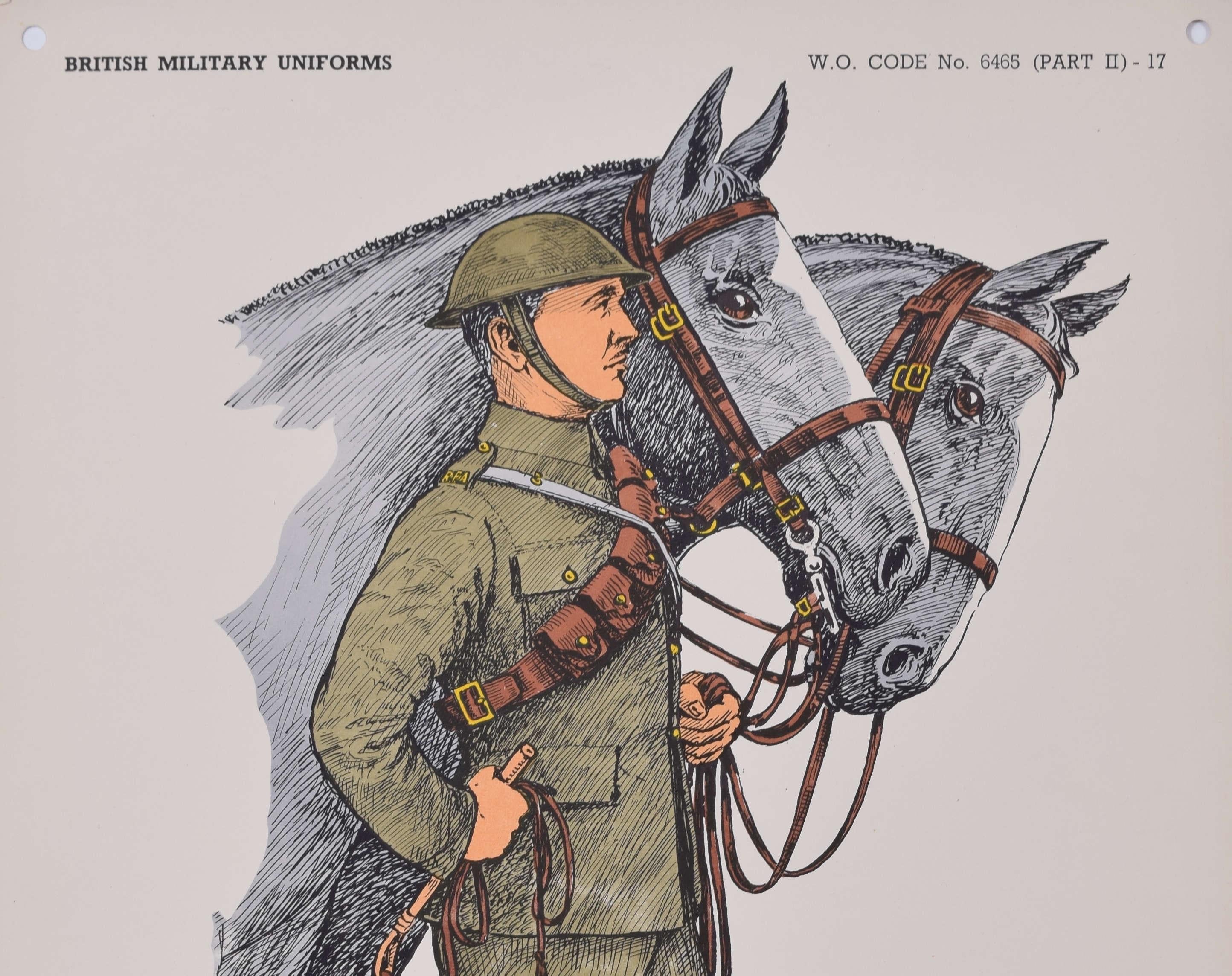 Royal Field Artillery Driver Institute of Army Education WW1 Uniform-Lithographie – Print von Unknown