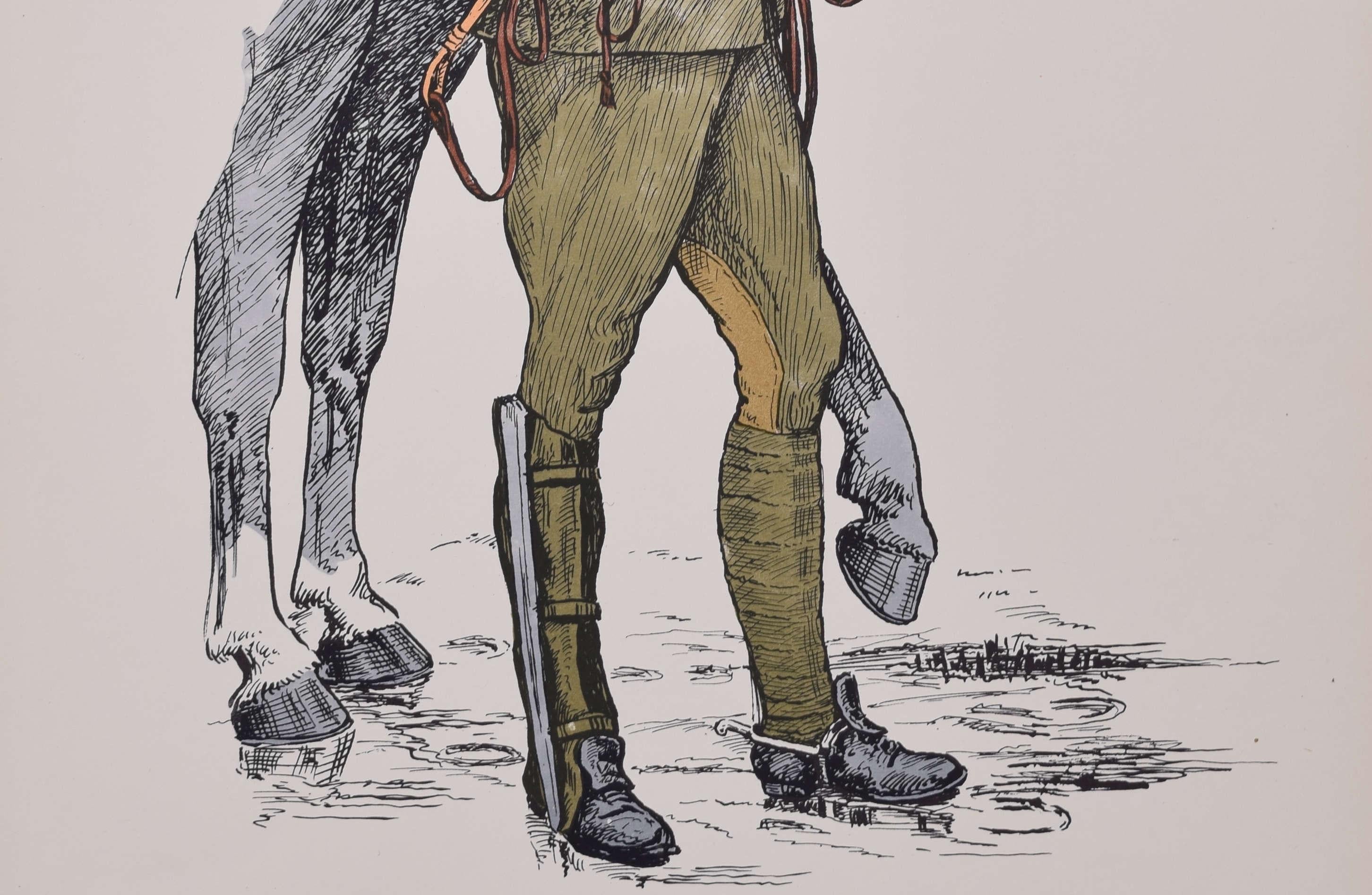 Uniform des Fahrers der Königlichen Feldartillerie 1914 - 1918
Lithographie
50 x 31 cm

Produziert für das Institute of Army Education. Gedruckt für das HM Stationery Office von I A Limited, Southall 51.

Diese Plakate wurden vom Institut für