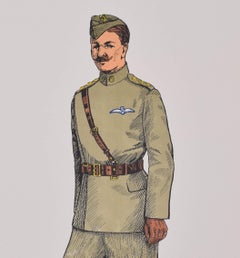 Royal Flying Corps (RAF) Officer Institute of Army Education uniform lithograph