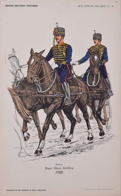 Litografia dell'uniforme del Royal Horse Artillery Drivers Institute of Army Education