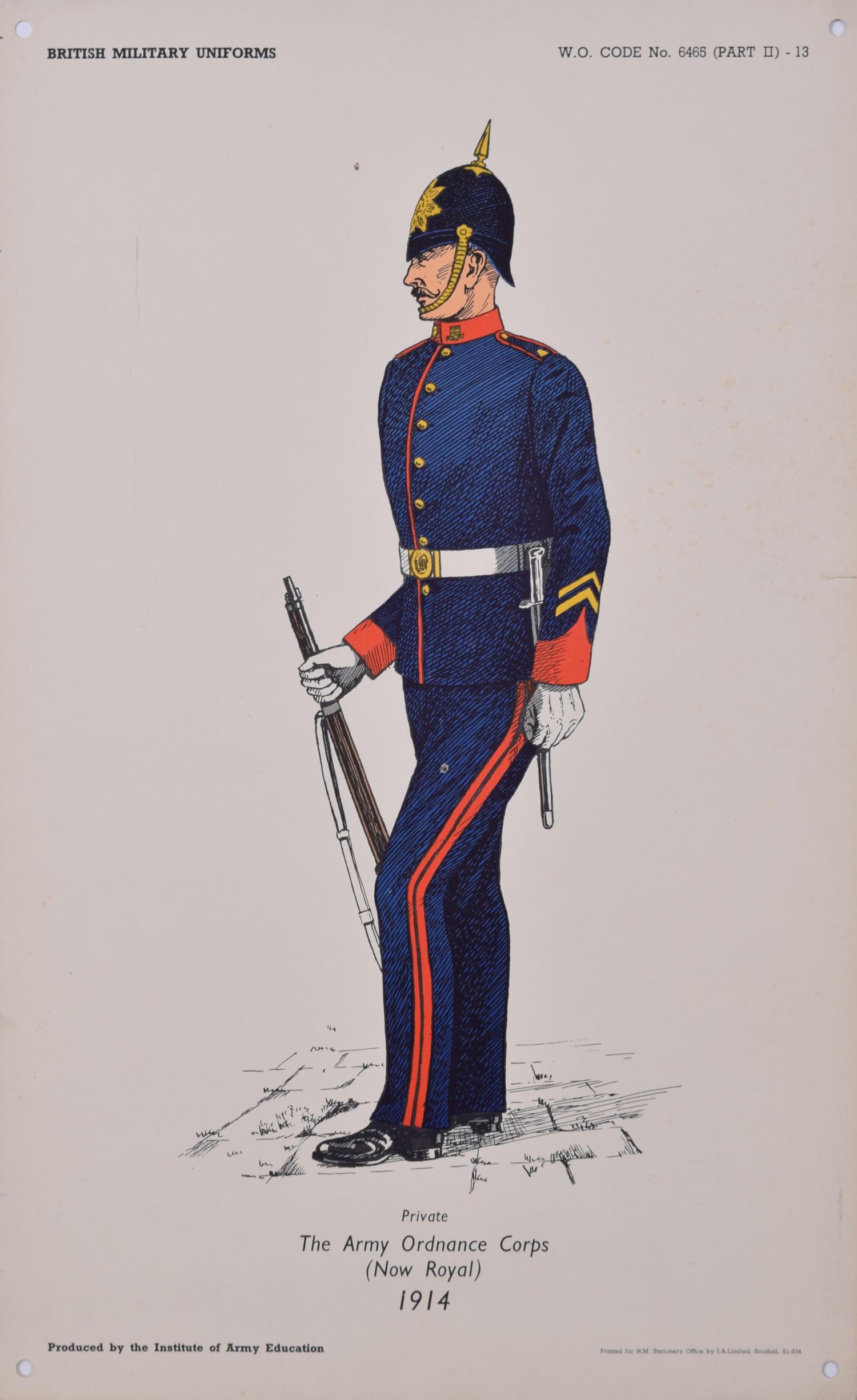 Unknown Portrait Print – Royal Logistics Corps Institute of Army Education Militäruniform-Lithographie