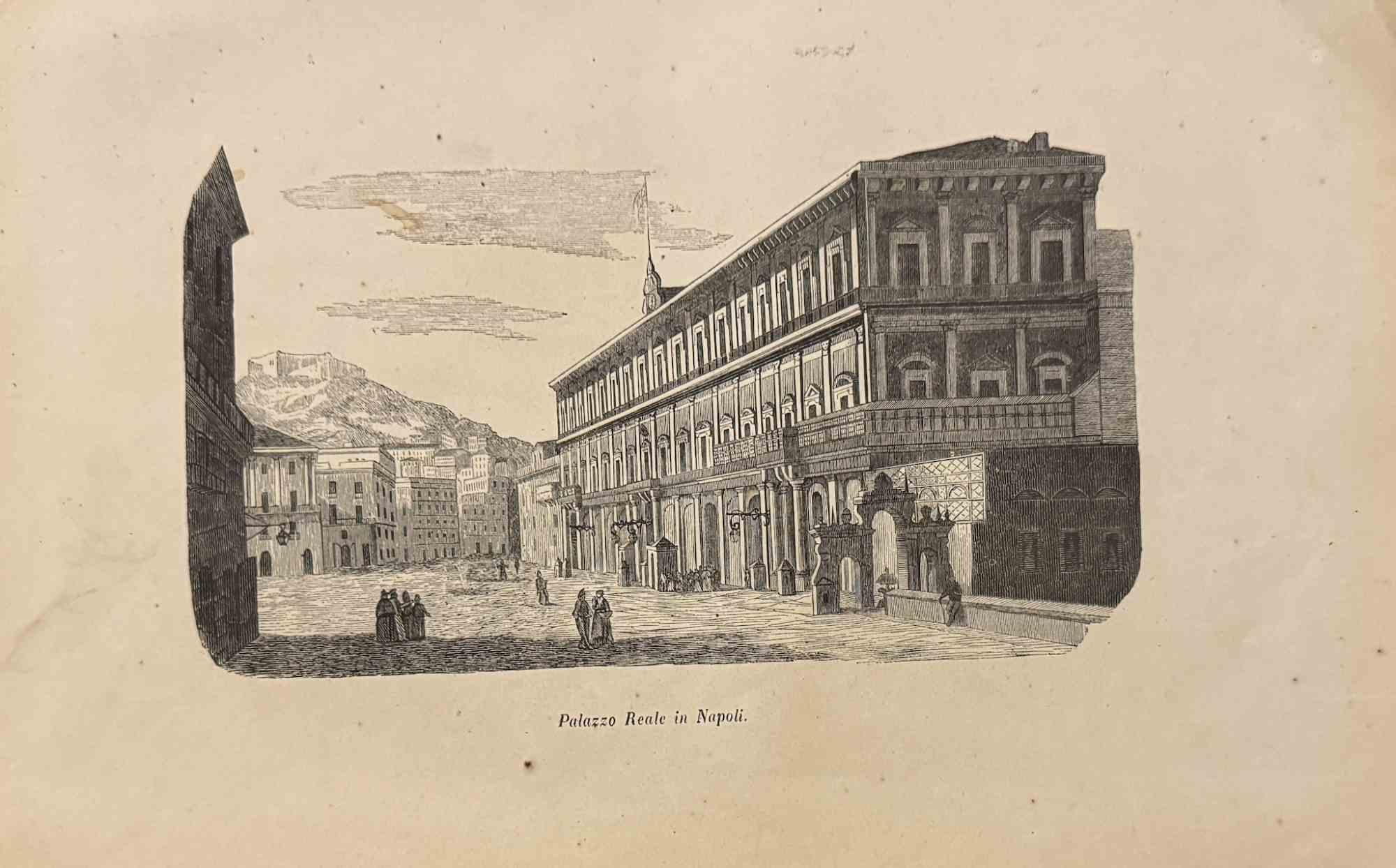 Unknown Figurative Print - Royal Palace of Naples - Lithograph - 19th Century 