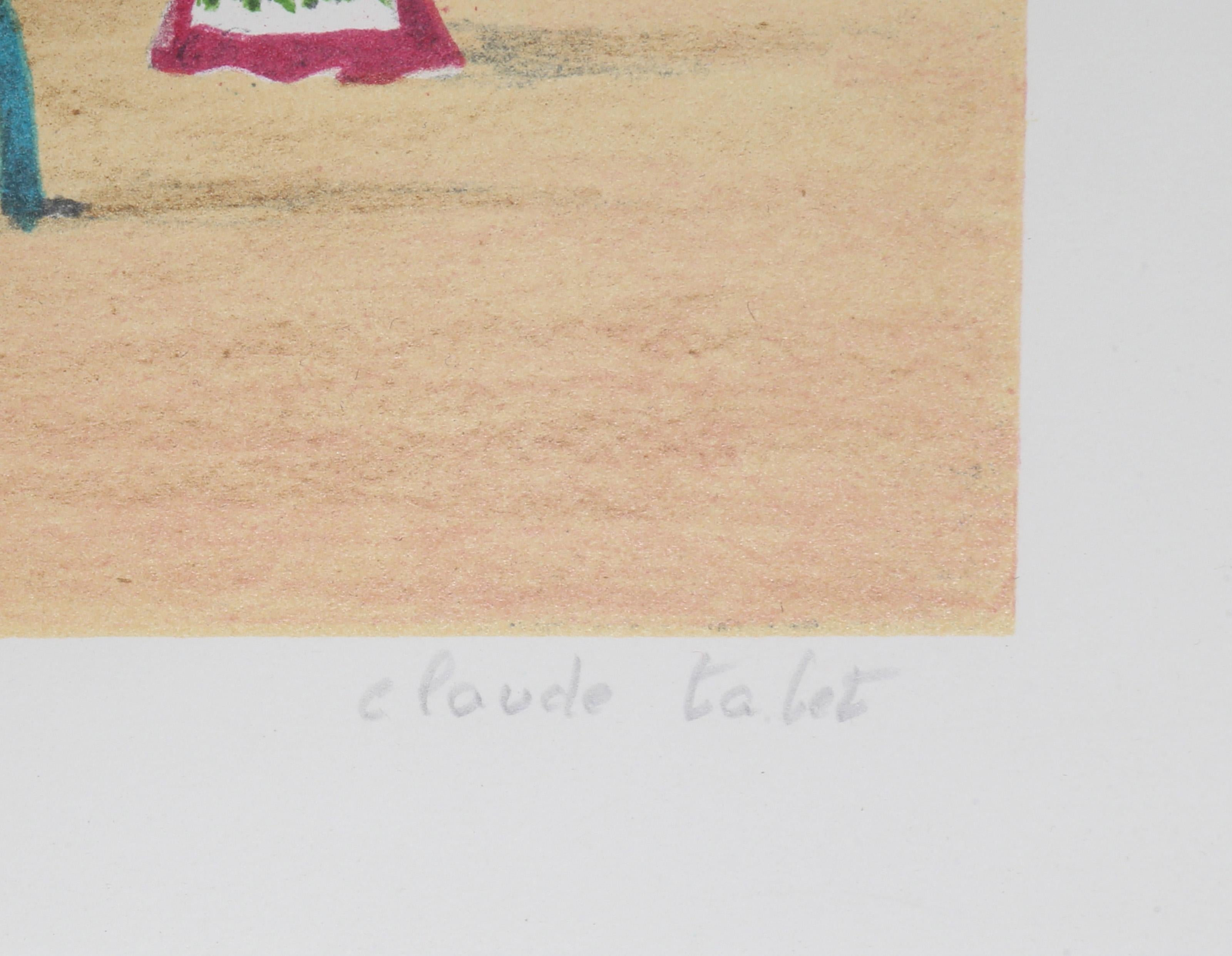 Rue de Castiglione, Folk Art Lithograph by Claude Tabet For Sale 1