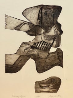 "Running Figure" Black & White Lithograph signed Jean Nantais