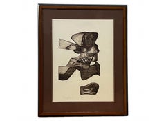 "Running Figure" Black & White Lithograph signed Jean Nantais