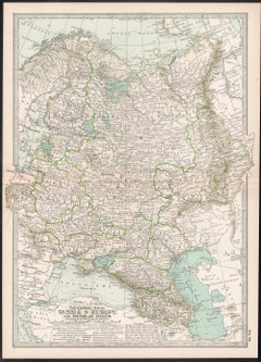 La Russia in Europa con Polonia e Finlandia. Atlante del secolo antica mappa d'epoca