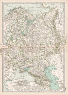 Russland in Europa mit Polen und Finnland. Antike Atlas-Vintage-Karte