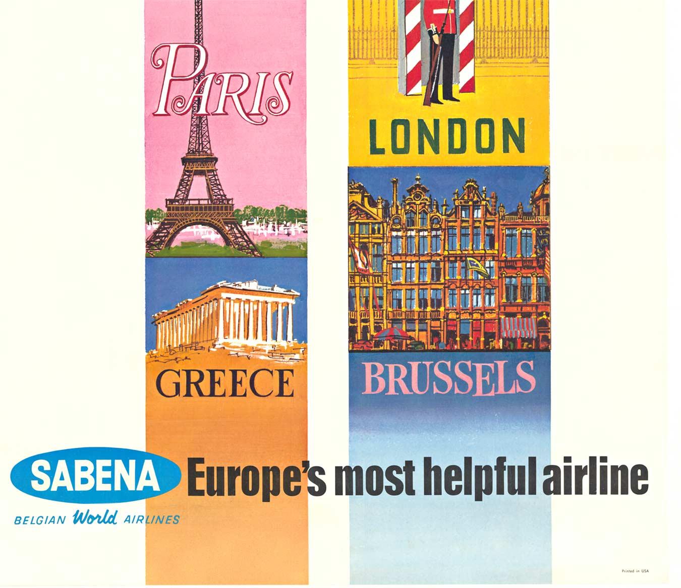 SABENA Belgique World Airways, la plus utile compagnie aérienne d'Europe - Gris Landscape Print par Unknown