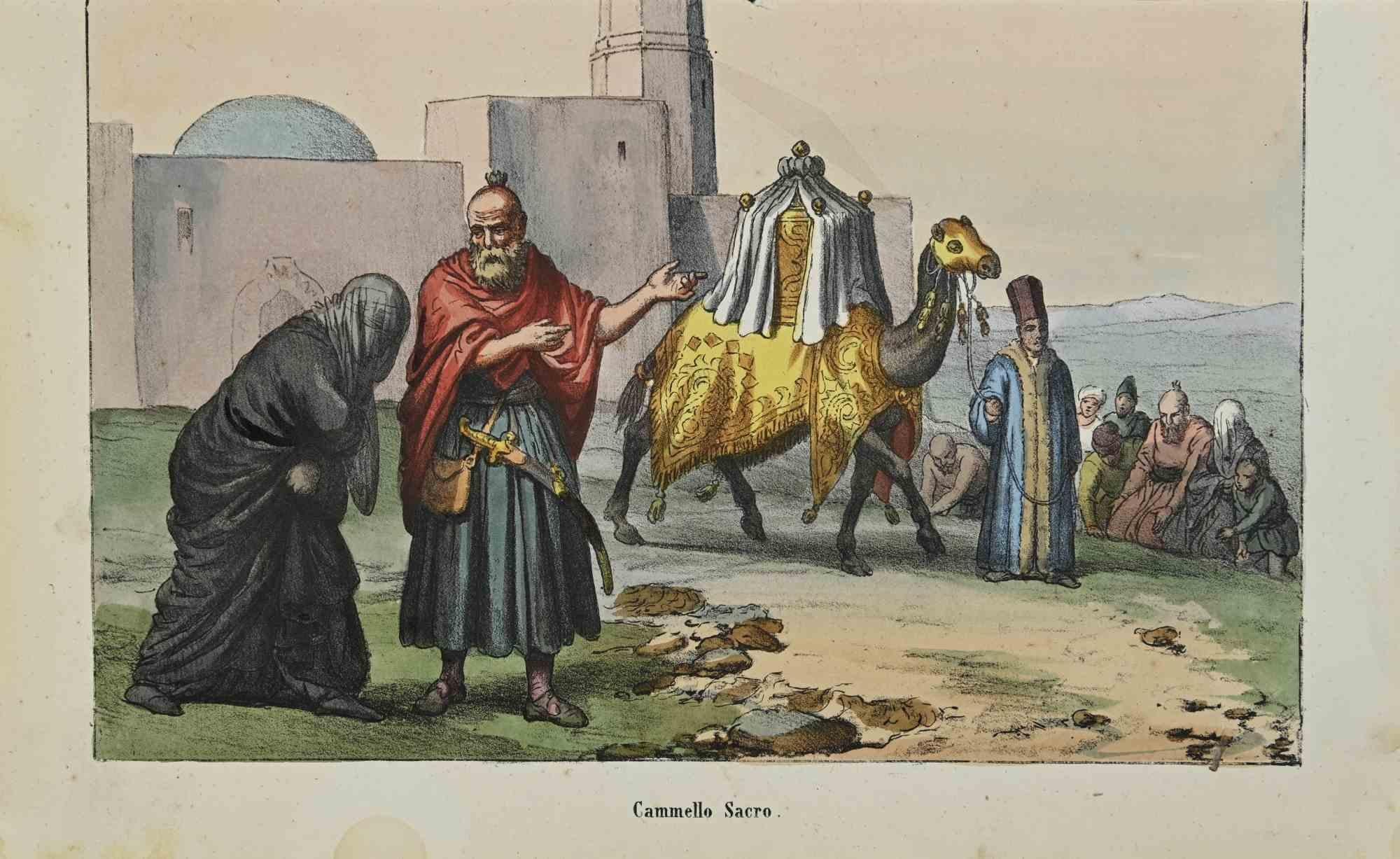 Unknown Figurative Print - Sacred Camel - Costumes - Lithograph - 1844