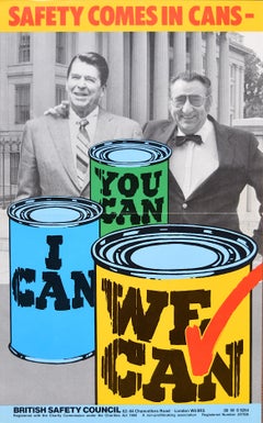 Safety Comes in Cans original Retro poster Health - British Safety Council