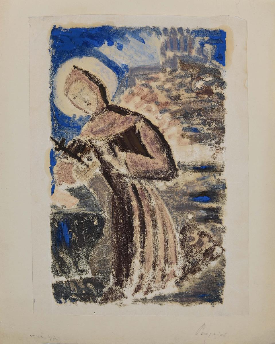Saint Francis of Assisi - Original Monotype - 1950