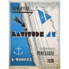 Saint Tropez Latitude43 Art Deco 1936 Original Poster Côte d'Azur French Riviera