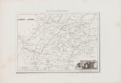 Antique Salon et Loire Map - Original Lithograph - 19th Century